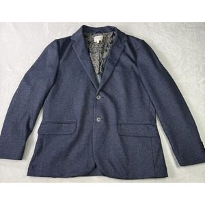 CONSTRUCT Blazer Mens 42L Blue Slim Knit Stretch Jacket Sport Coat Con.struct
